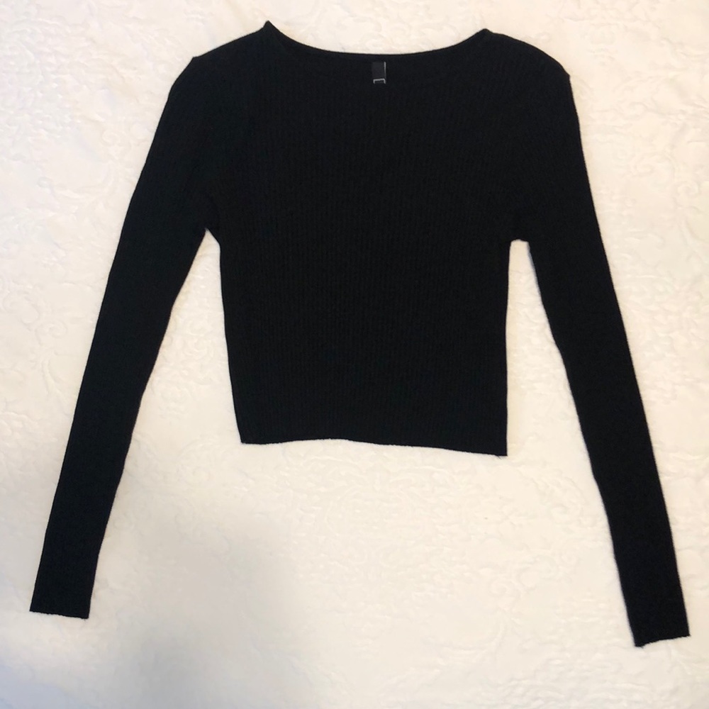 Commune ribbed long sleeve crop top